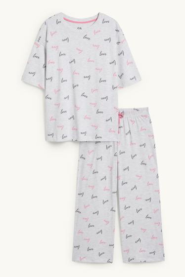 Femei - Pijama - cu model - gri deschis melanj