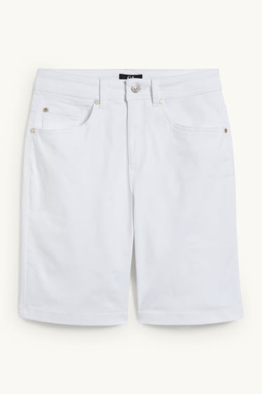Women - Bermuda shorts - high waist - white