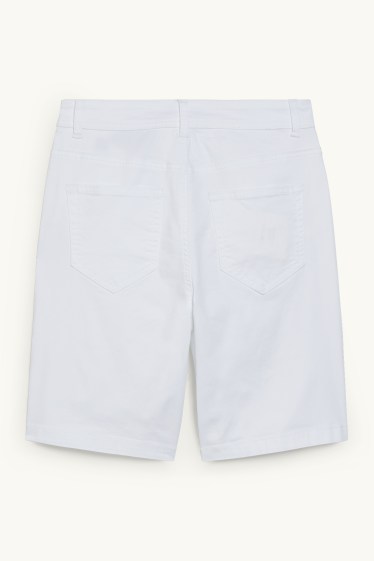 Women - Bermuda shorts - high waist - white