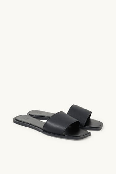 Women - Sandals - faux leather - black