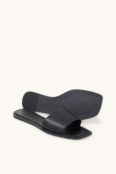 Women - Sandals - faux leather - black