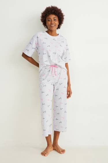 Femei - Pijama - cu model - gri deschis melanj