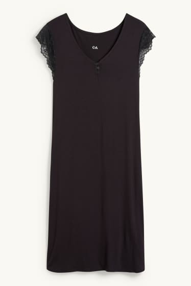 Donna - Camicia da notte in viscosa - nero