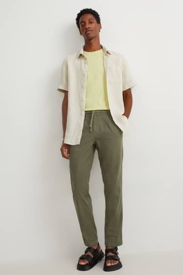 Home - Chino - tapered fit - mescla de lli - verd fosc