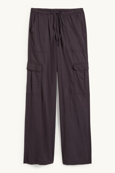 Women - CLOCKHOUSE - cargo trousers - mid-rise waist - relaxed fit - dark gray