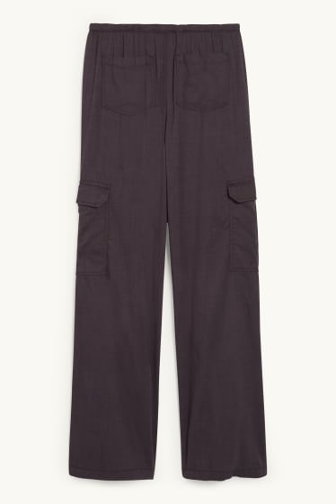 Women - CLOCKHOUSE - cargo trousers - mid-rise waist - relaxed fit - dark gray