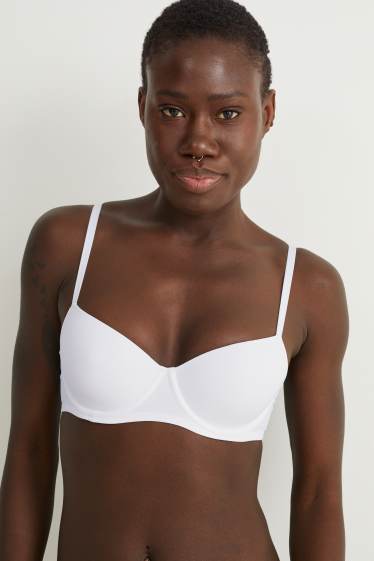 Dames - Set van 2 - BH met beugels - DEMI - gewatteerd - LYCRA® - wit