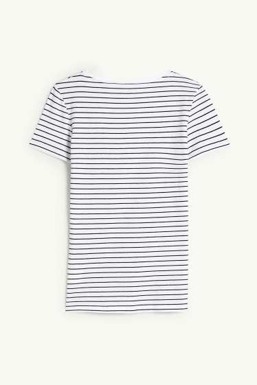 Women - Basic T-shirt - striped - white