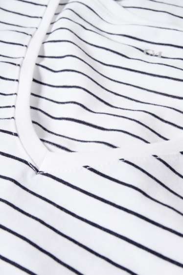 Women - Basic T-shirt - striped - white