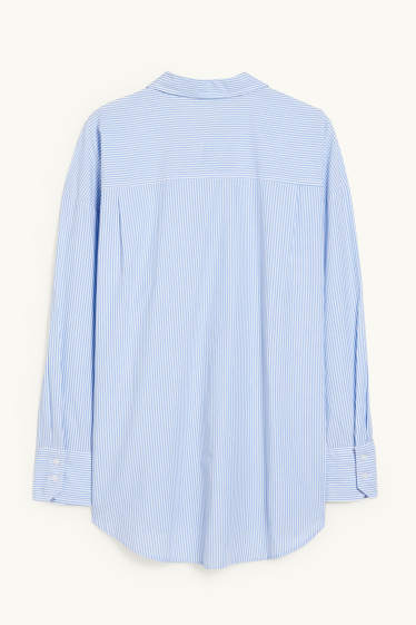 Women - Blouse - striped - white / light blue