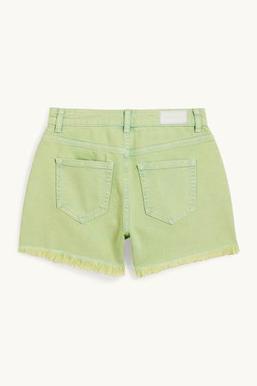 Femei - CLOCKHOUSE - pantaloni scurți de blugi - talie înaltă - verde deschis