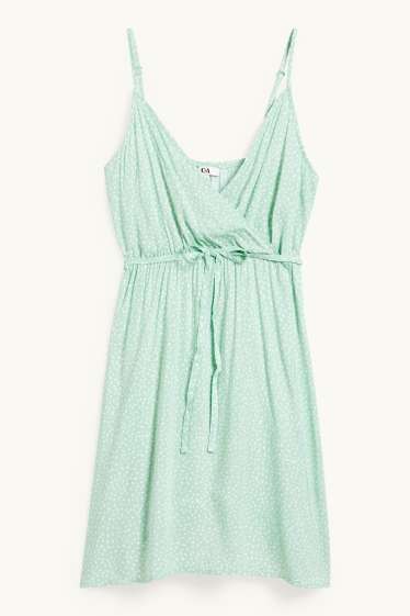 Women - Wrap dress - polka dot - light green