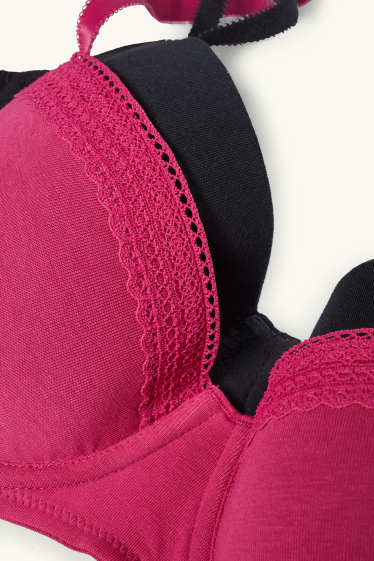 Damen - Multipack 2er - BH mit Bügel - FULL COVERAGE - wattiert - pink