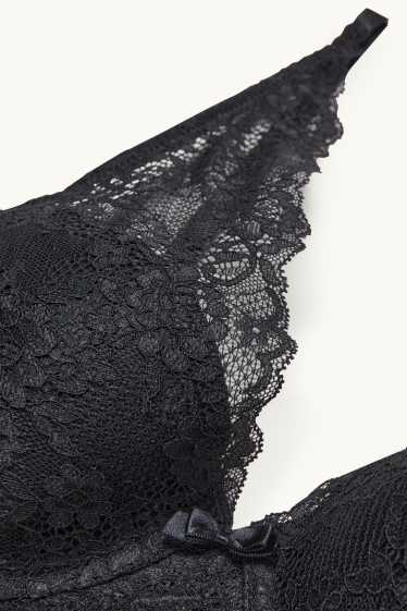 Damen - BH mit Bügel - PLUNGE - wattiert - schwarz