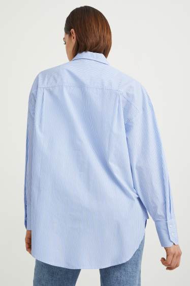 Women - Blouse - striped - white / light blue