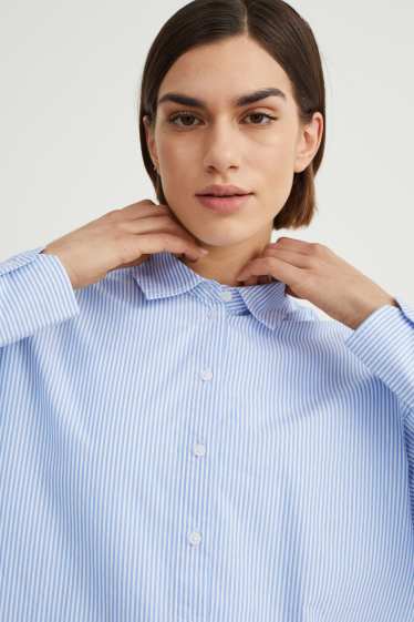 Women - Blouse - striped - white / light blue