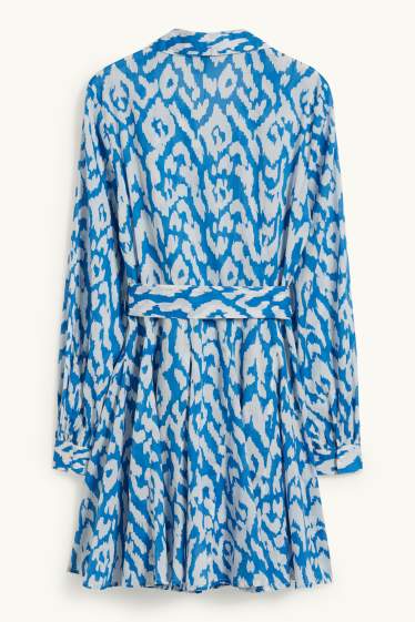 Women - Shirt dress - patterned - blue / white