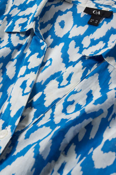 Women - Shirt dress - patterned - blue / white