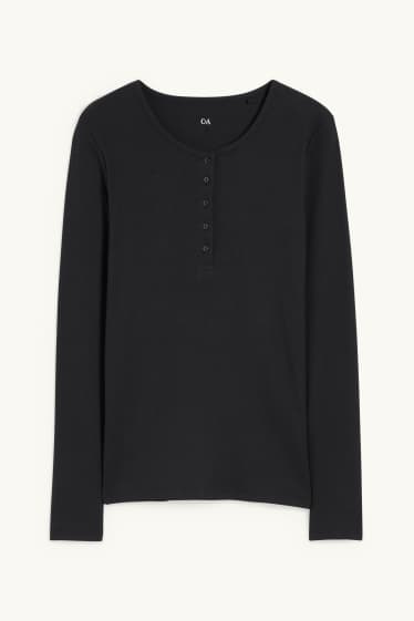 Damen - Basic-Langarmshirt - schwarz