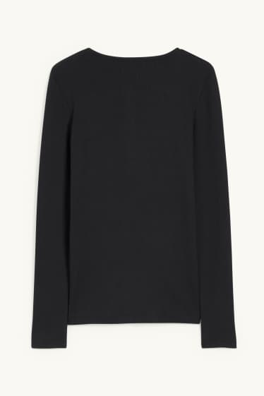 Damen - Basic-Langarmshirt - schwarz