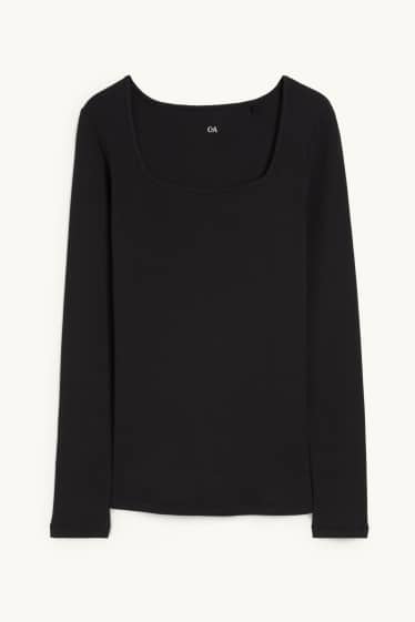 Damen - Basic-Langarmshirt - schwarz
