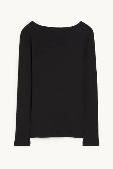 Damen - Basic-Langarmshirt - schwarz
