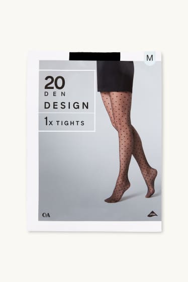 Donna - Collant fini - LYCRA® - 20 DEN - a pois - nero