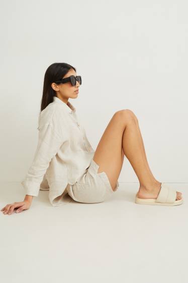 Women - Sandals - faux leather - light beige