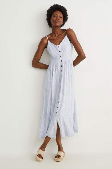 Femmes - Robe fit & flare - à rayures - bleu / blanc