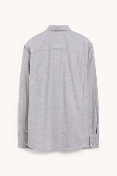 Hommes - Chemise oxford - regular fit - col button-down - gris