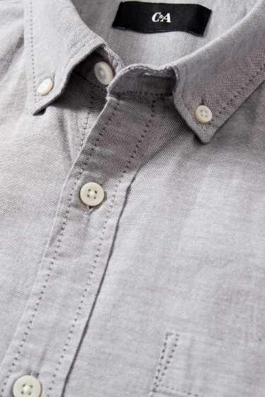 Hommes - Chemise oxford - regular fit - col button-down - gris