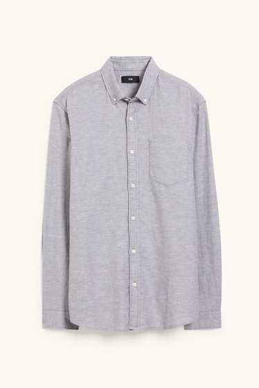 Hommes - Chemise oxford - regular fit - col button-down - gris