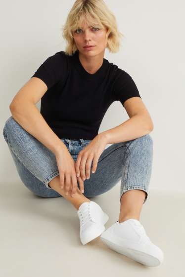 Damen - Sneaker - Lederimitat - weiß
