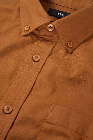 Hommes - Chemise Oxford - coupe droite - col button down - havane