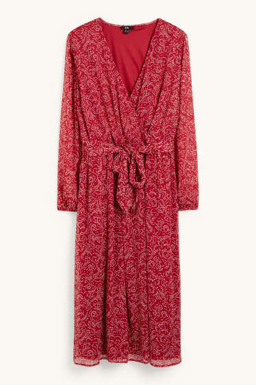 Women - Wrap dress - patterned - red / cremewhite