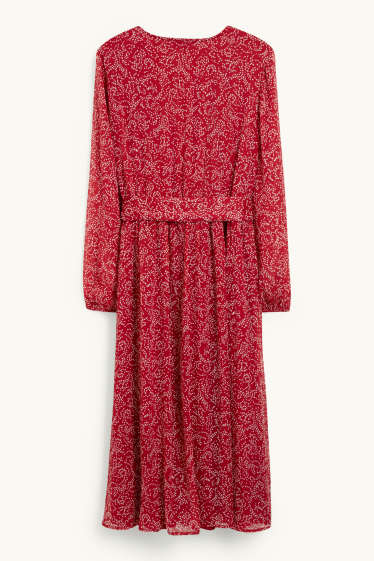 Women - Wrap dress - patterned - red / cremewhite