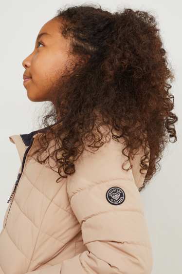 Bambine - Giacca trapuntata con cappuccio - impermeabile - beige