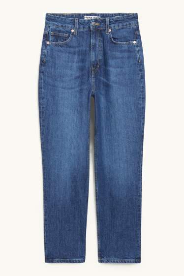 Damen - Crop Straight Jeans - High Waist - jeansblau