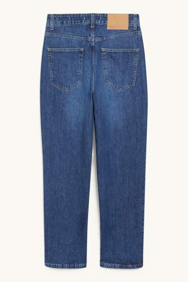 Damen - Crop Straight Jeans - High Waist - jeansblau