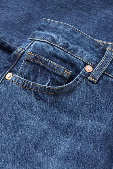 Damen - Crop Straight Jeans - High Waist - jeansblau