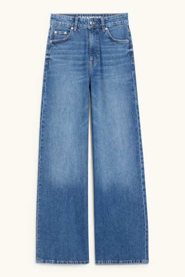 Women - CLOCKHOUSE - wide leg jeans - high waist - blue denim