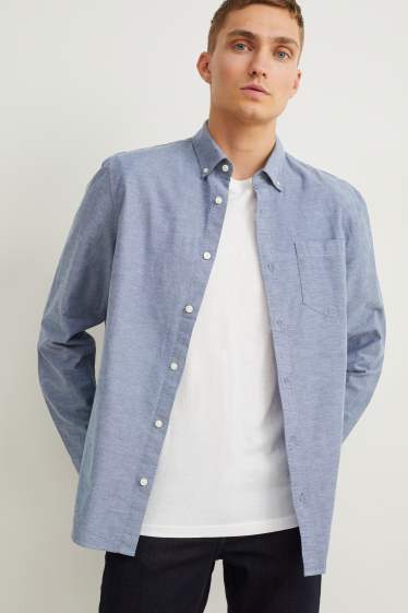 Pánské - Oxfordská košile - regular fit - button-down - modrá