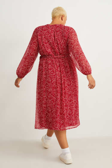 Women - Wrap dress - patterned - red / cremewhite