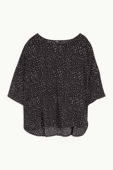 Dames - Blouse - met stippen - zwart