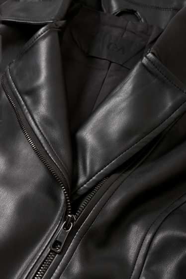 Damen - Bikerjacke - Lederimitat - schwarz