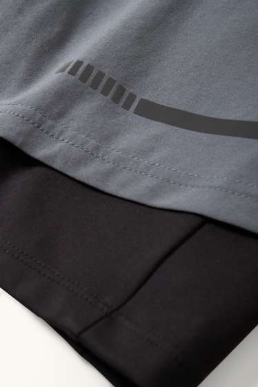 Uomo - Shorts tecnici - 4 Way Stretch - effetto sovrapposto - grigio