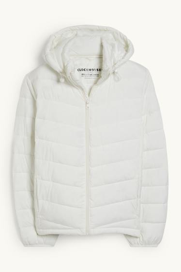 Women - Quilted jacket with hood - cremewhite