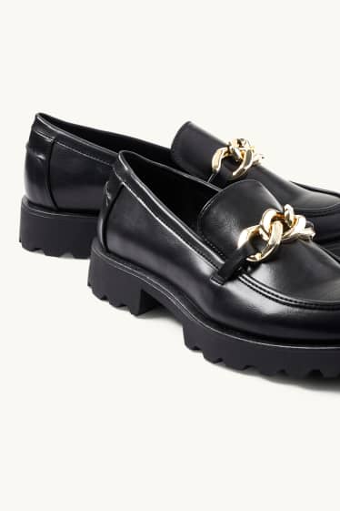 Women - Loafers - faux leather - black