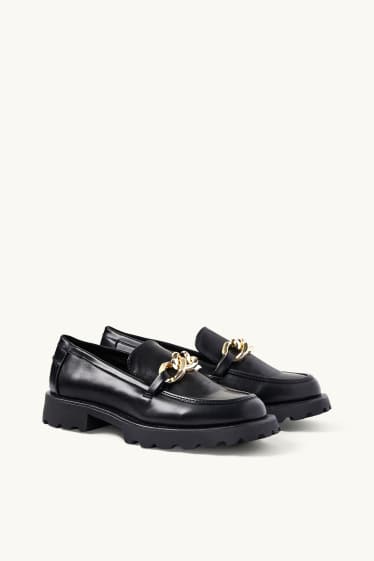 Women - Loafers - faux leather - black