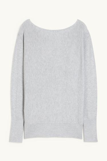 Femmes - Pullover en délicate maille - gris clair chiné